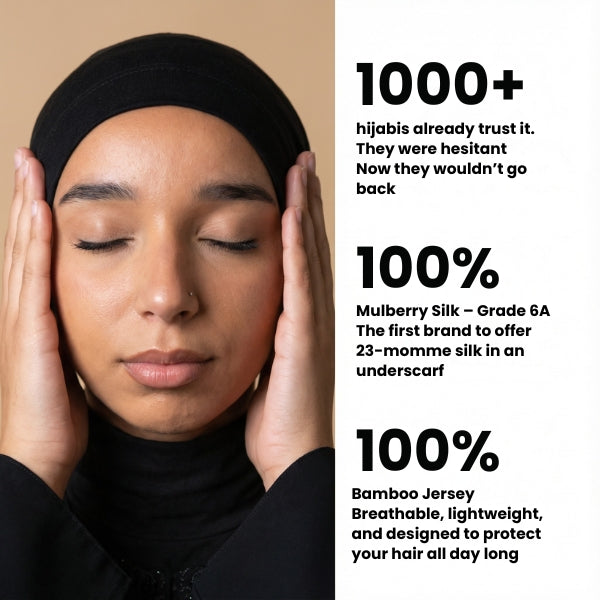Mulberry Silk Hijab Undercap 23 Momme - Anti-Shedding & Non-Slip